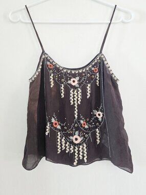 Matthew Williamson Purple Beaded Embellished Cami Top Size UK 10 US Medium Stain